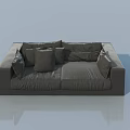 Grey Sofa With Multiple Cushions On Light Blue Background And Reflection 3d model