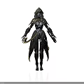Woman In Futuristic Fantasy Style Armored Outfit With Intricate Metallic Details 3d model