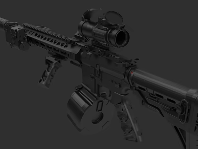 Black Tactical Rifle With Advanced Scope Rail System And Detachable Magazine 3d model