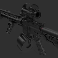 Black Tactical Rifle With Advanced Scope Rail System And Detachable Magazine