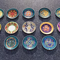 Colorful Ceramic Wall Hangings With Traditional Floral And Dragon Patterns For Home Decor