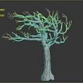 Leafless Dead Tree With Textured Trunk And Spreading Branches On Simple Gray Gradient Background
