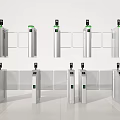 Public Facilities Modern Silver Turnstiles With Sensors And Green Indicators