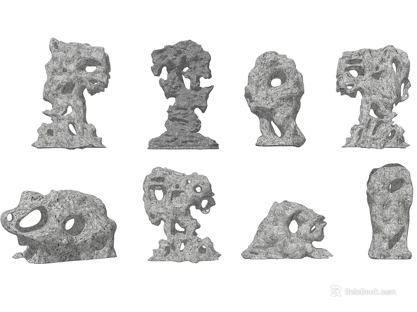 Handcrafted Stone And Wood Sculptures With Artistic Natural Shapes For Home Decor 3d model 