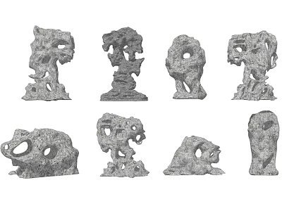 Handcrafted Stone And Wood Sculptures With Artistic Natural Shapes For Home Decor 3d model