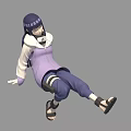 Game Movie Character In Purple Outfit With White Coat And Black Long Hair Multiple Poses