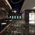 Modern Billiard Room Interior With Green Pool Tables Hanging Lights And Decorative Floors