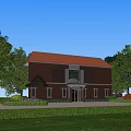 Elegant Entry Door With Glass Panels In Red Brick Building White Frame And Windows