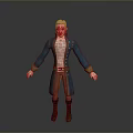 A Man Wearing Blue Coat White Shirt Brown Pants And Black Boots 3D Character