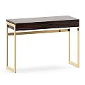 Modern Dressing Table With Dark Wood Top And Gold Metal Frame