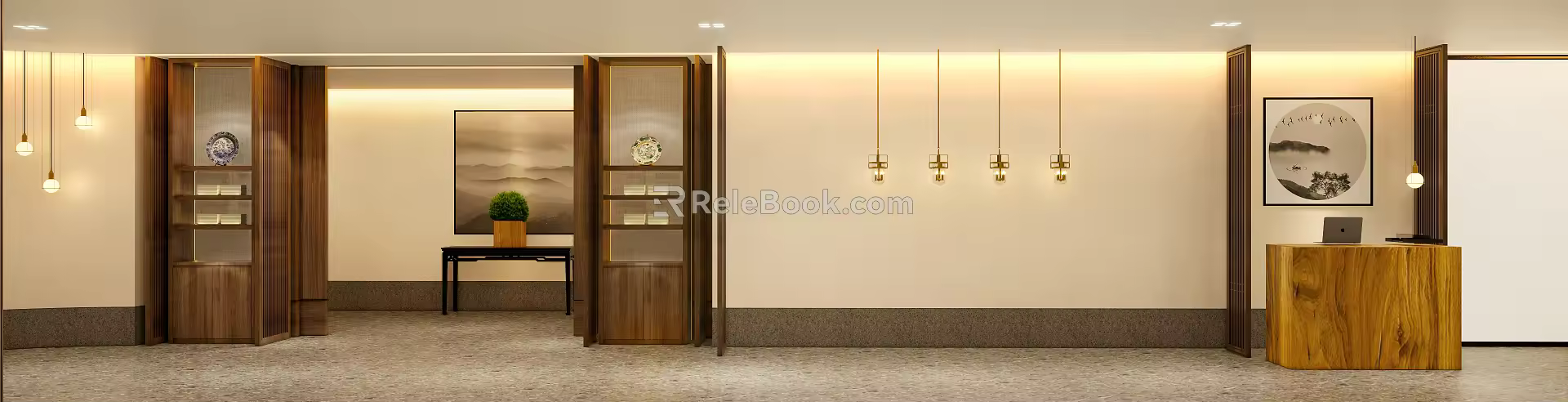 New Chinese Front Desk Aisway Public Area 3d model
