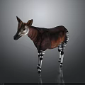 3D Rendered Okapi Character With Reddish Brown Body And Striped Legs