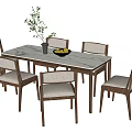 Nordic Dining Table and Chair Combination 3d model