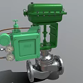 Industrial Control Valve Featuring Green Actuator Metal Flange Body And Pressure Gauges