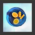 Fresh Sliced Lemon on a Blue Glass Plate with Juicy Segments