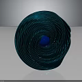 Shiny Blue Coiled Spiral Design With Central Sphere On Gray Background 3d model