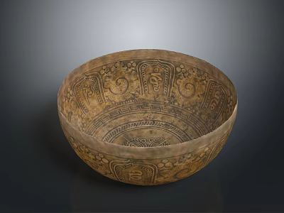 Elegant Traditional Decorative Bowl With Intricate Carved Patterns For Daily Use 3d model