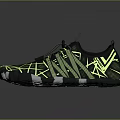 Stylish Black Athletic Shoes With Yellow Patterned Lines And White Rubber Sole