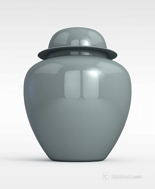 Technology Exhibition Hall Showcasing Gray Jar With Smooth Surface And Lid Design 3d model 