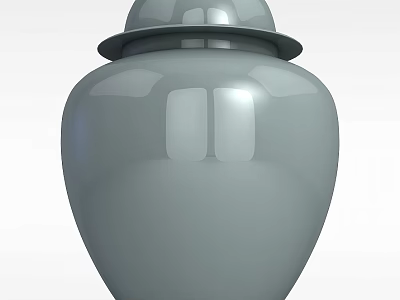 Technology Exhibition Hall Showcasing Gray Jar With Smooth Surface And Lid Design 3d model