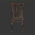 Vintage Wooden Slat Back Dining Chair With Worn Seat And Rustic Finish