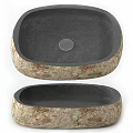 Natural Stone Oval Washbasin With Rough Edge And Smooth Interior 3d model