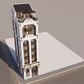 White Multi Story Office Building With Arched Windows And Roof Terrace Design