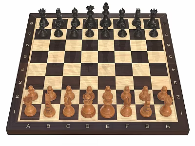 Wooden Chessboard Wall Decor With Black And White Squares And Chess Pieces 3d model