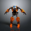 Orange Black Mechanical Weapon Robot Featuring Transparent Head And Armored Limb Design 3d model