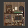 Cozy Wooden Interior Design With Upper Bunk Bed Ladder Fireplace Tables And Shelves