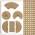 Stone And Wood Woven Decorative Patterns With Intricate Fan Shaped Design Elements