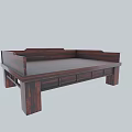Traditional Chinese Wooden Arhat Bed With Classic Solid Wood Structure Design 3d model