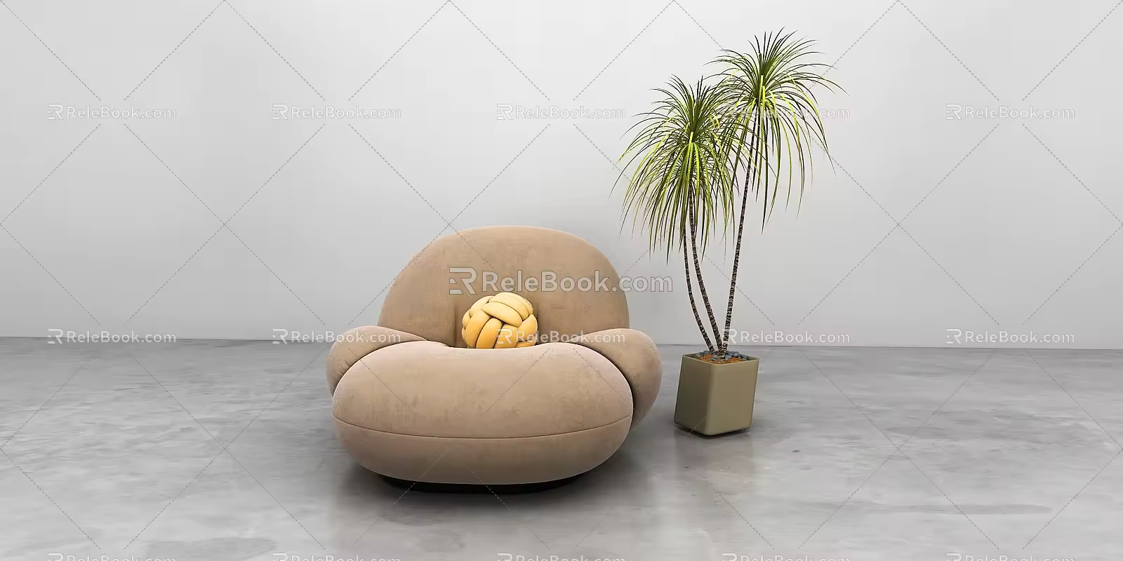 Modern Single Sofa Lazy Sofa 3d model