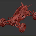 Sporty Modern Off Road Buggy Design With Red Frame Black Seats And Large Tires