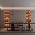 Modern Light Luxury Door Wall Cabinet Tea Room 3d model