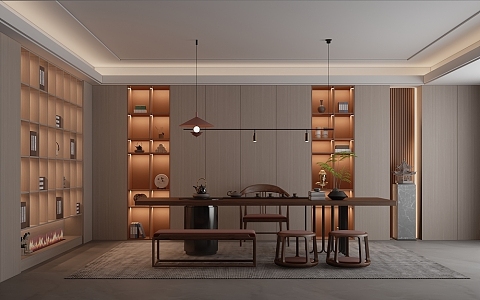 Modern Light Luxury Door Wall Cabinet Tea Room 3d model