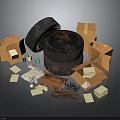 High Quality Auto Parts Display With Tires Boxes And Various Components 3d model