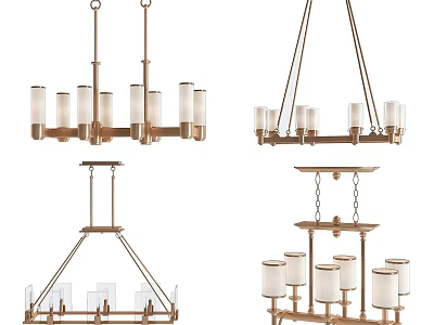 Tech Exhibition Hall Modern Chandelier Designs With Metal Frames And Glass Shades 3d model