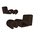 Modern Brown Leather Lounge Chair With Unique Curved Design And Stylish Structure