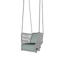 Hanging Chair With Modern Woven Wicker Frame And Soft Gray Cushion For Interior Seating