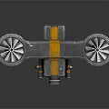 Robotic Drone With Dual Rotors Orange Stripe Red Lens And Mechanical Legs