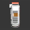 Red and White Vintage Van With Open Roof And Reflective Surface Design