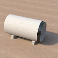 White Concrete Cylindrical Building Pipe With Black Rim And Small Block Supports On Brown Surface