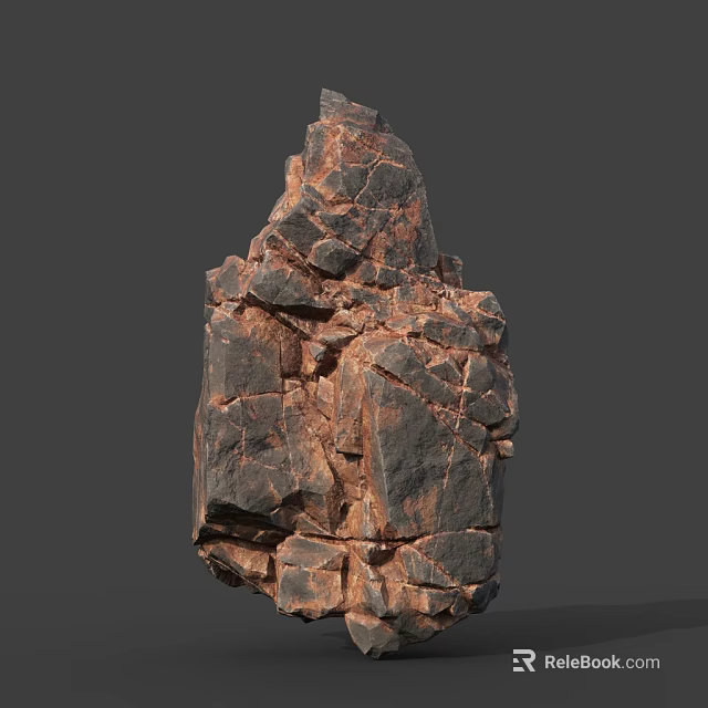 Natural Wood Stone Rock with Rough Surface Texture and Brown Red Color Shades 3d model 