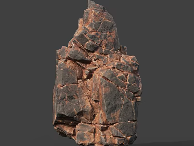 Natural Wood Stone Rock with Rough Surface Texture and Brown Red Color Shades 3d model