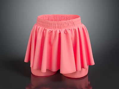 Pink Pleated Skirt With Elastic Waist And Flowy Hem Design For Women 3d model