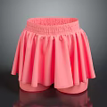 Pink Pleated Skirt With Elastic Waist And Flowy Hem Design For Women