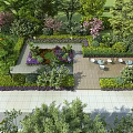 Well Designed Garden Landscape With Diverse Plants Flowers Green Lawn Seating Area And Stone Path