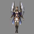 Game Fantasy Warrior Character With White Wings And Purple Gold Ornate Armor