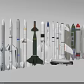 Military Weapons Collection With Various Missiles Rocket Models And Designs